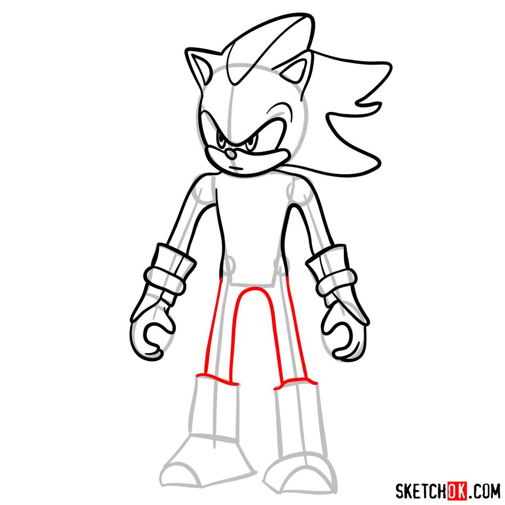 How to draw Shadow the Hedgehog in static pose - step 11