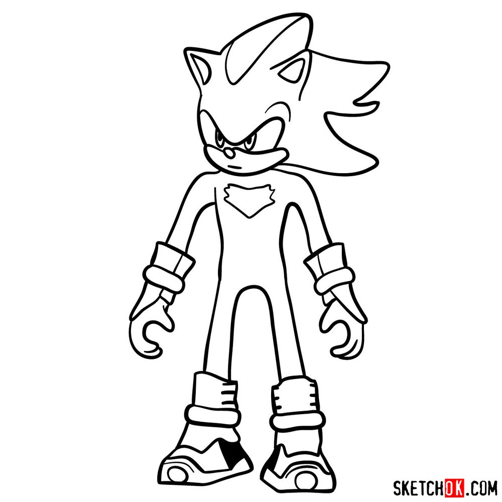 How to draw Shadow the Hedgehog in static pose - step 14