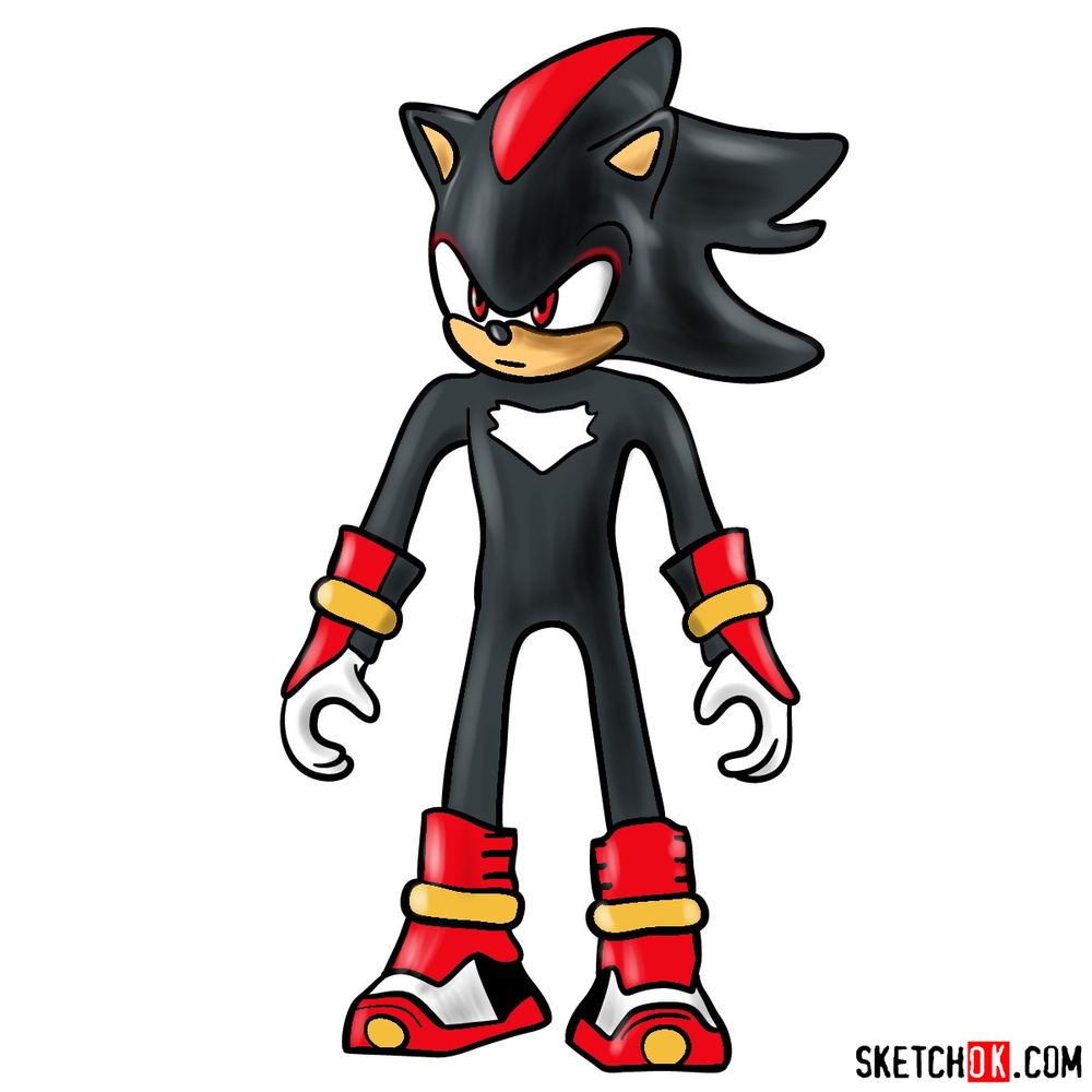 How to draw Shadow the Hedgehog in static pose