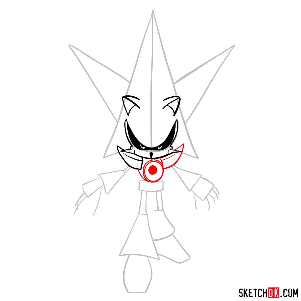 How to draw Neo Metal Sonic - step 07