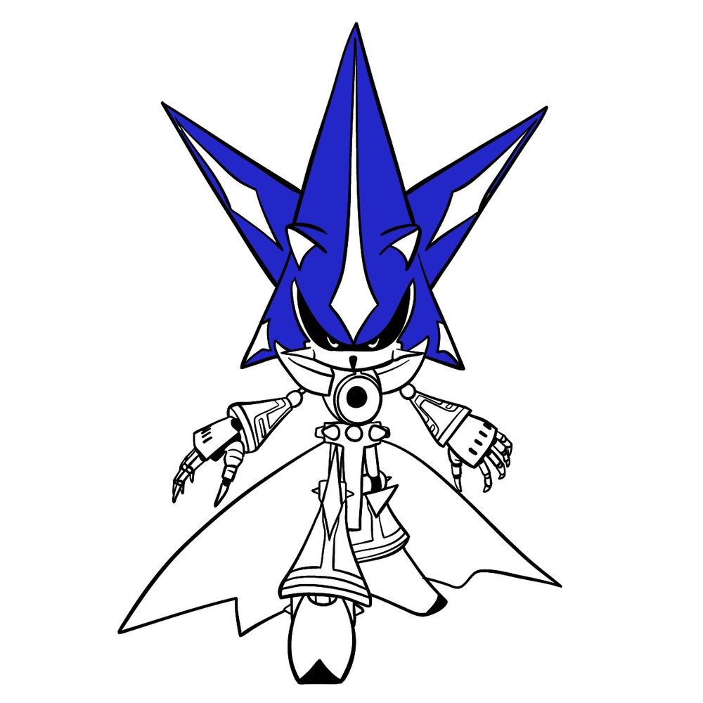 How to draw Neo Metal Sonic - step 22