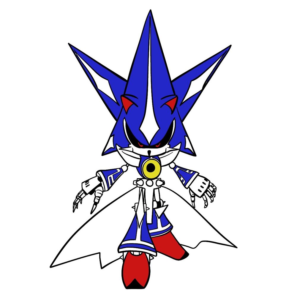 How to draw Neo Metal Sonic - step 26