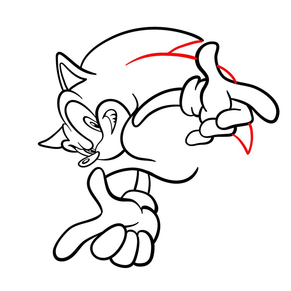 How to draw Sonic (Adventure 1998) - step 14