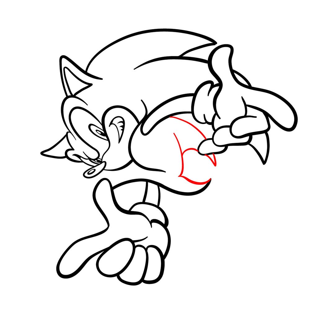 How to draw Sonic (Adventure 1998) - step 15