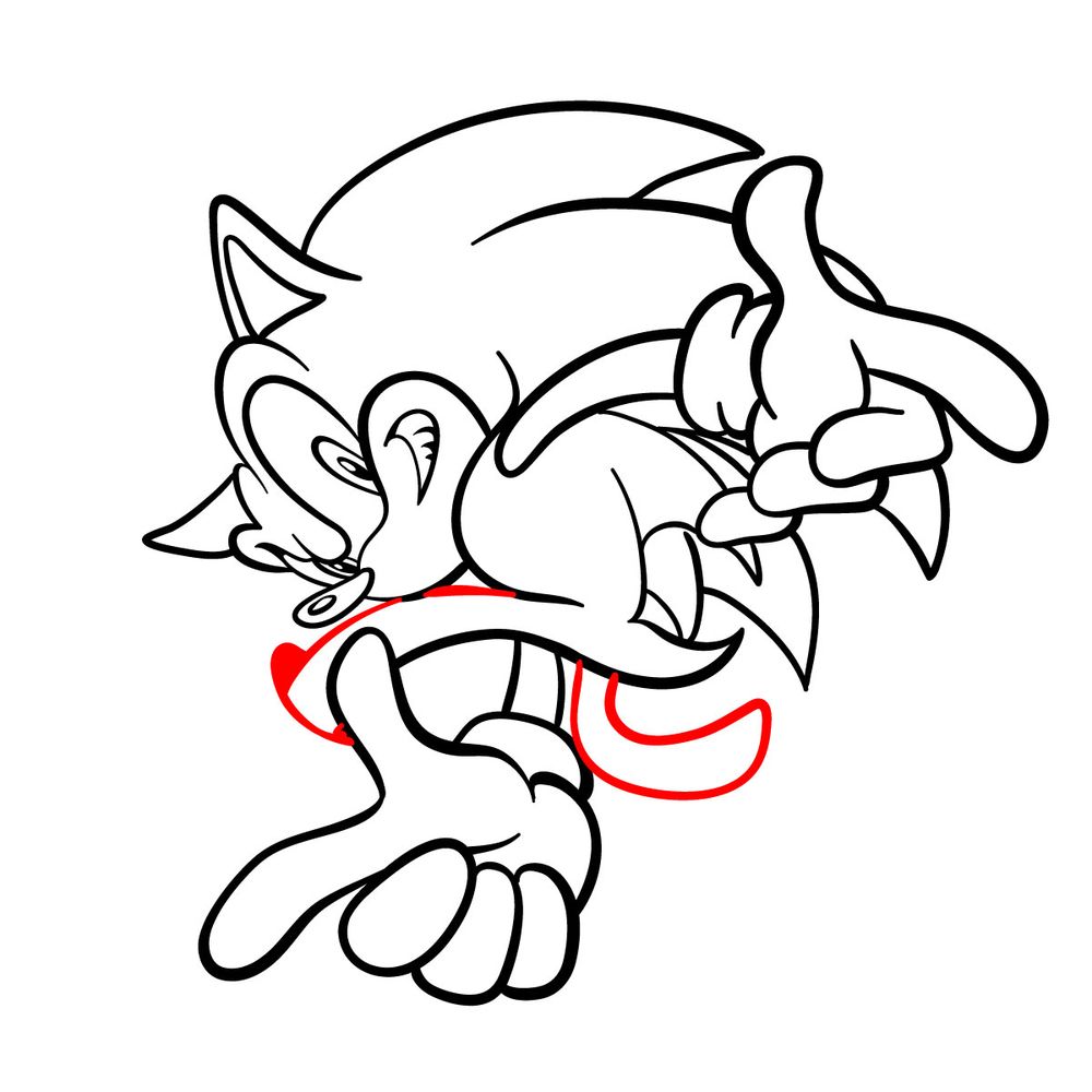 How to draw Sonic (Adventure 1998) - step 17