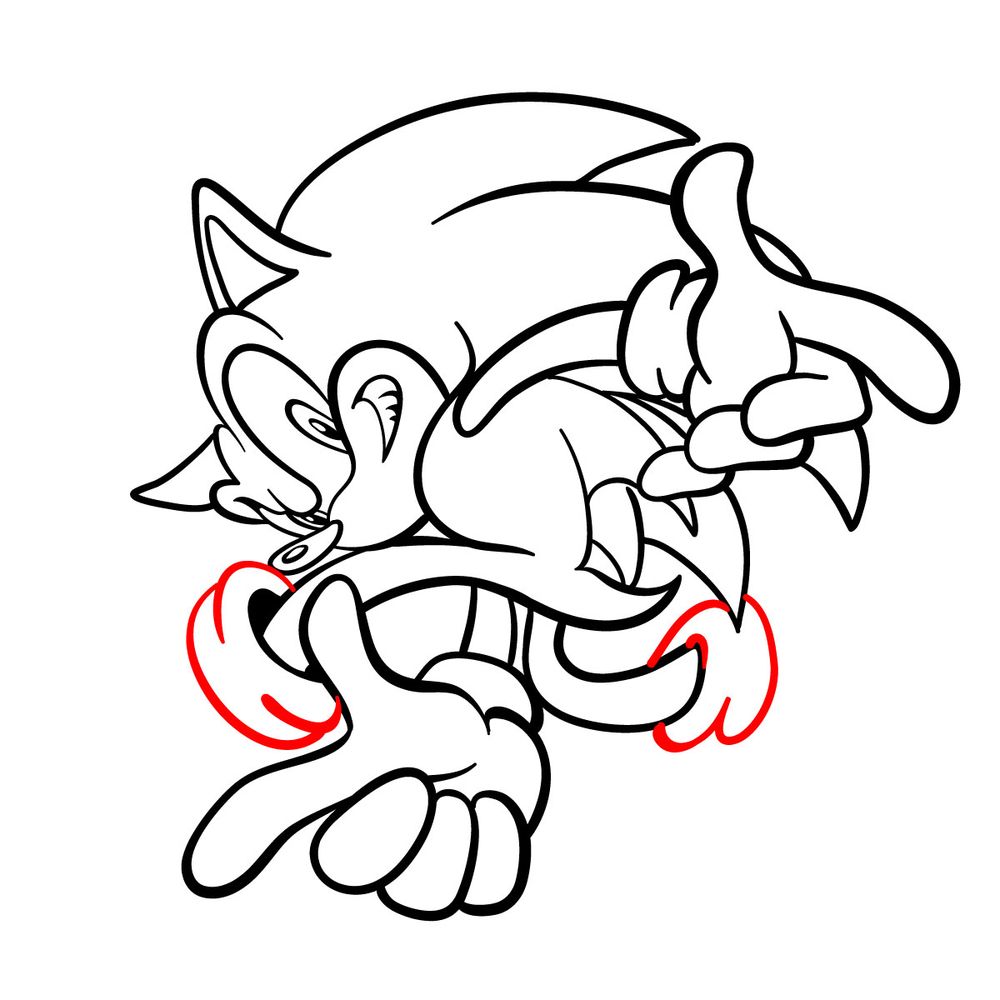How to draw Sonic (Adventure 1998) - step 18
