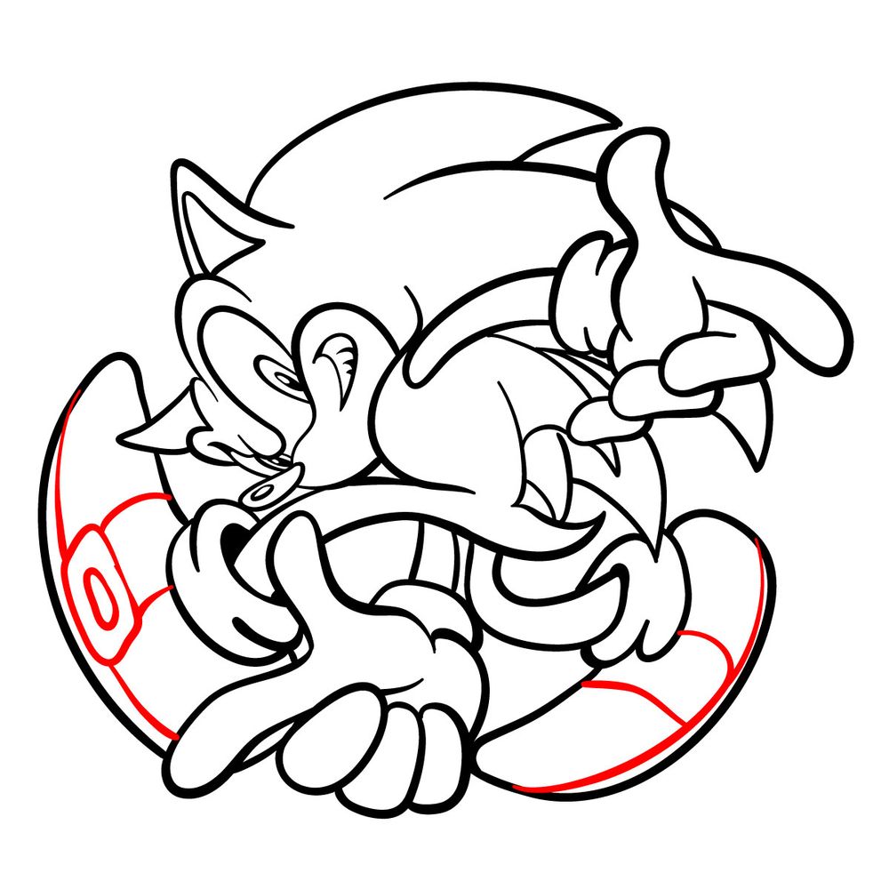 How to draw Sonic (Adventure 1998) - step 20