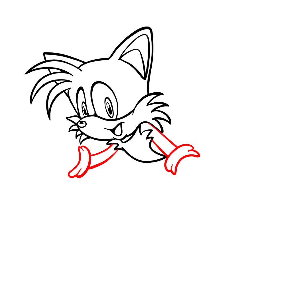 How to draw Tails (Sonic Adventure 1998) - step 11