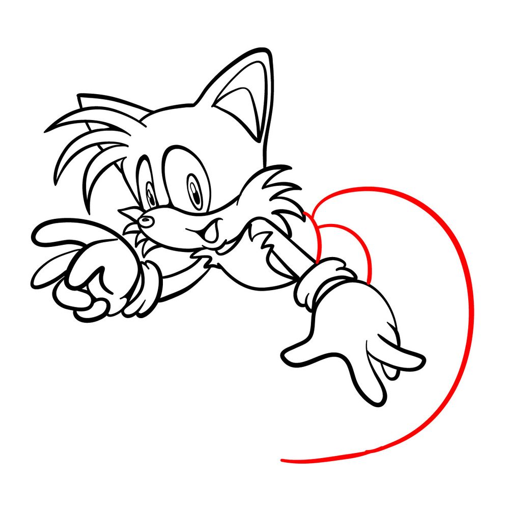 How to draw Tails (Sonic Adventure 1998) - step 14