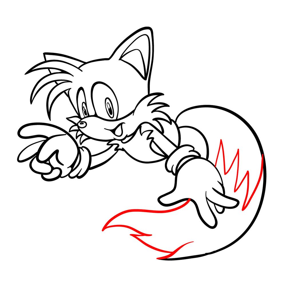 How to draw Tails (Sonic Adventure 1998) - step 15
