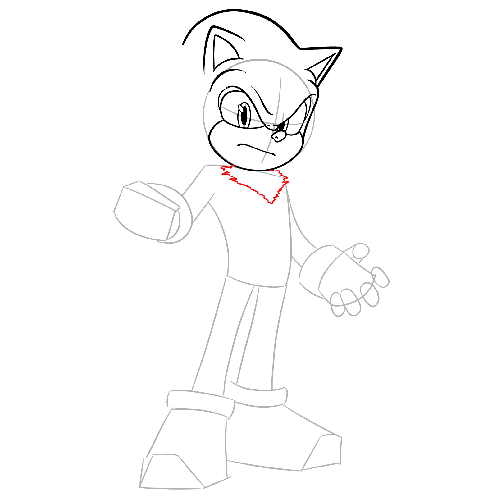 How to Draw Shadow the Hedgehog Movie Version - step 08