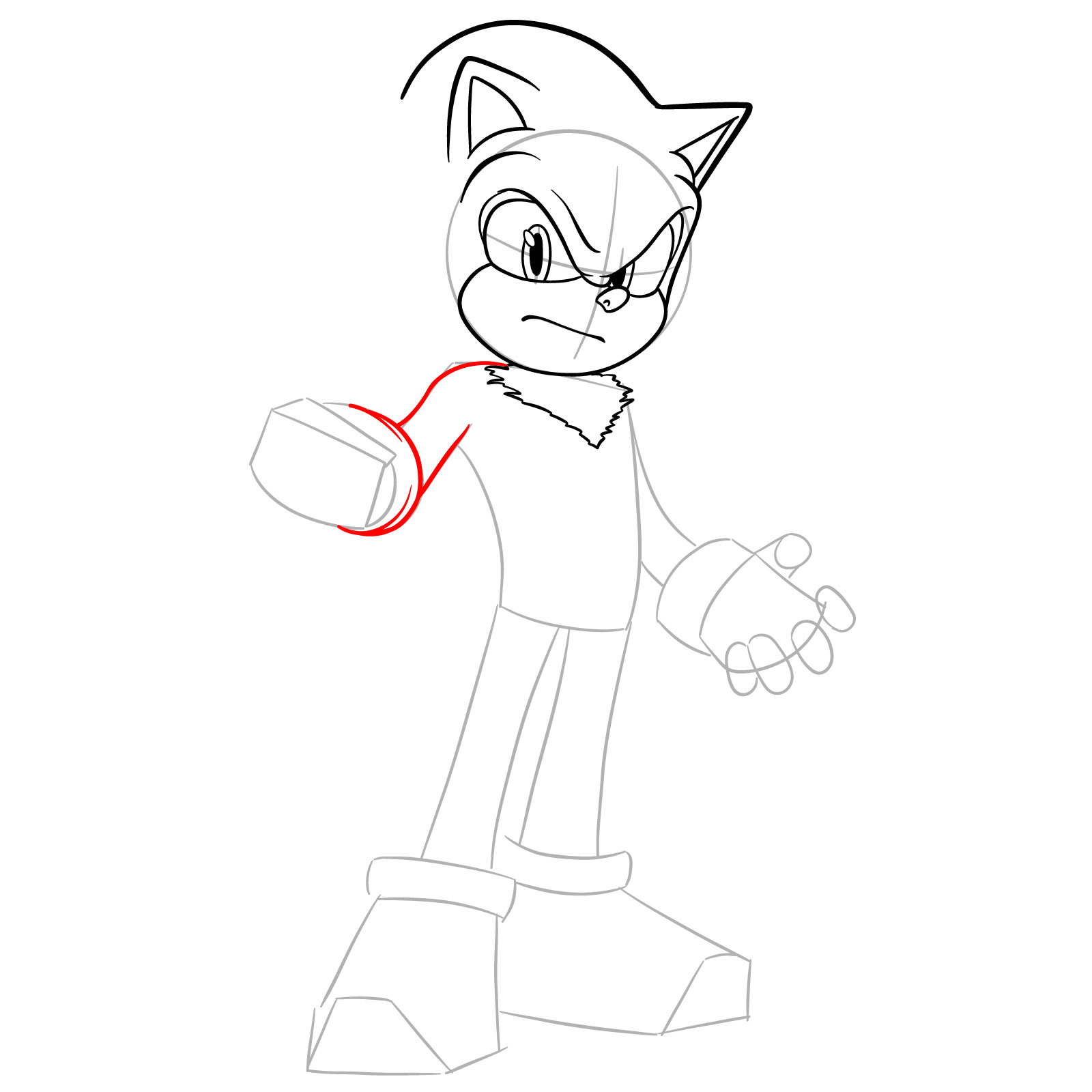How to Draw Shadow the Hedgehog Movie Version - step 09