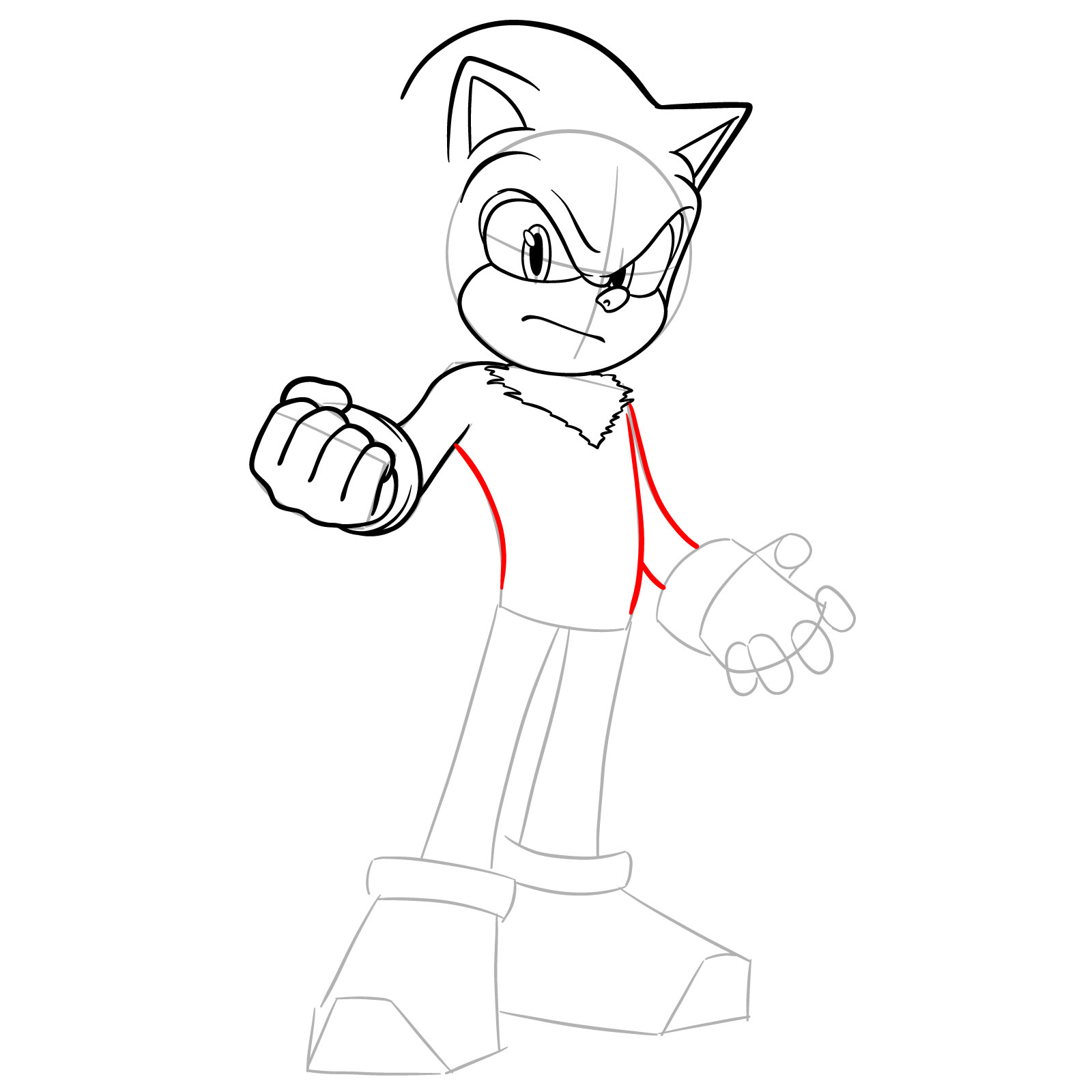 How to Draw Shadow the Hedgehog Movie Version - step 11