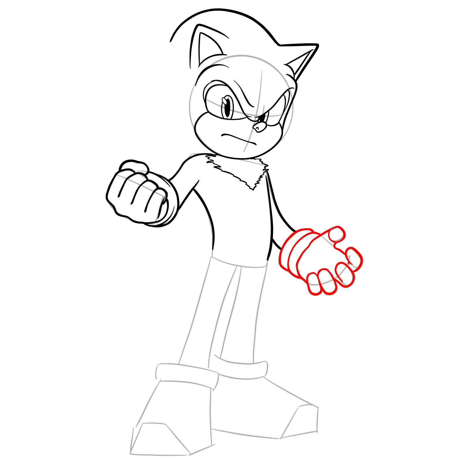 How to Draw Shadow the Hedgehog Movie Version - step 12