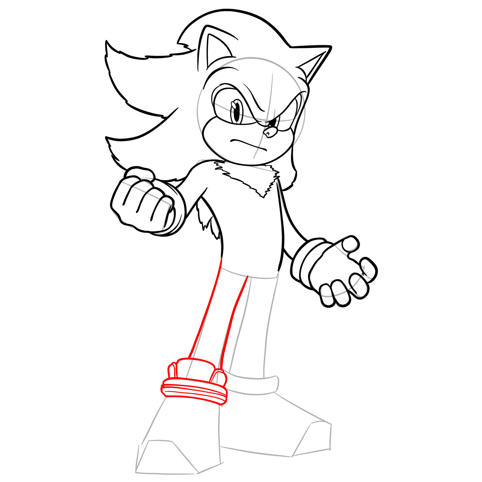 How to Draw Shadow the Hedgehog Movie Version - step 14