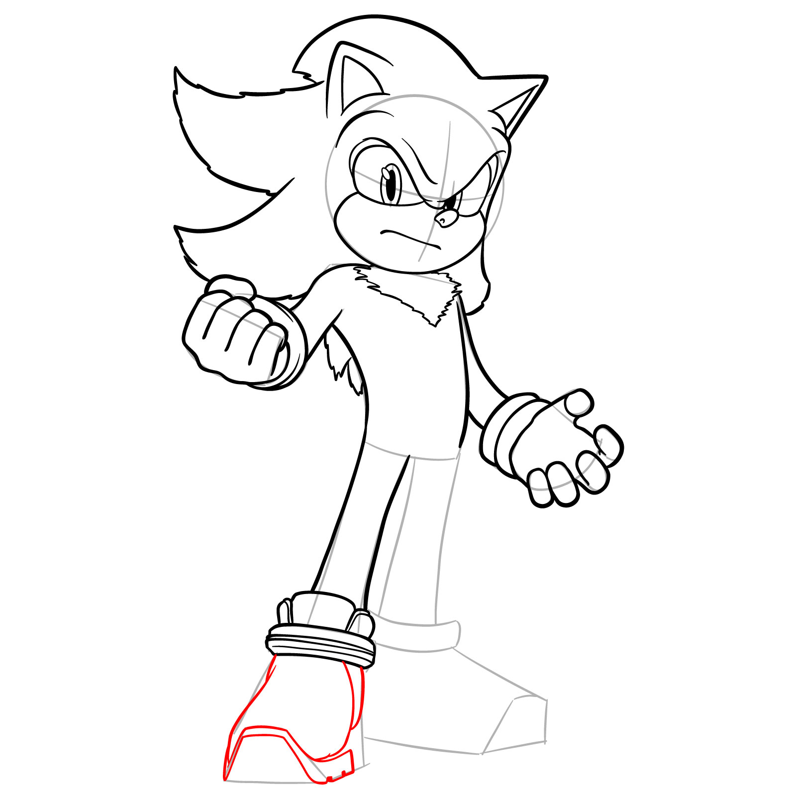 How to Draw Shadow the Hedgehog Movie Version - step 15