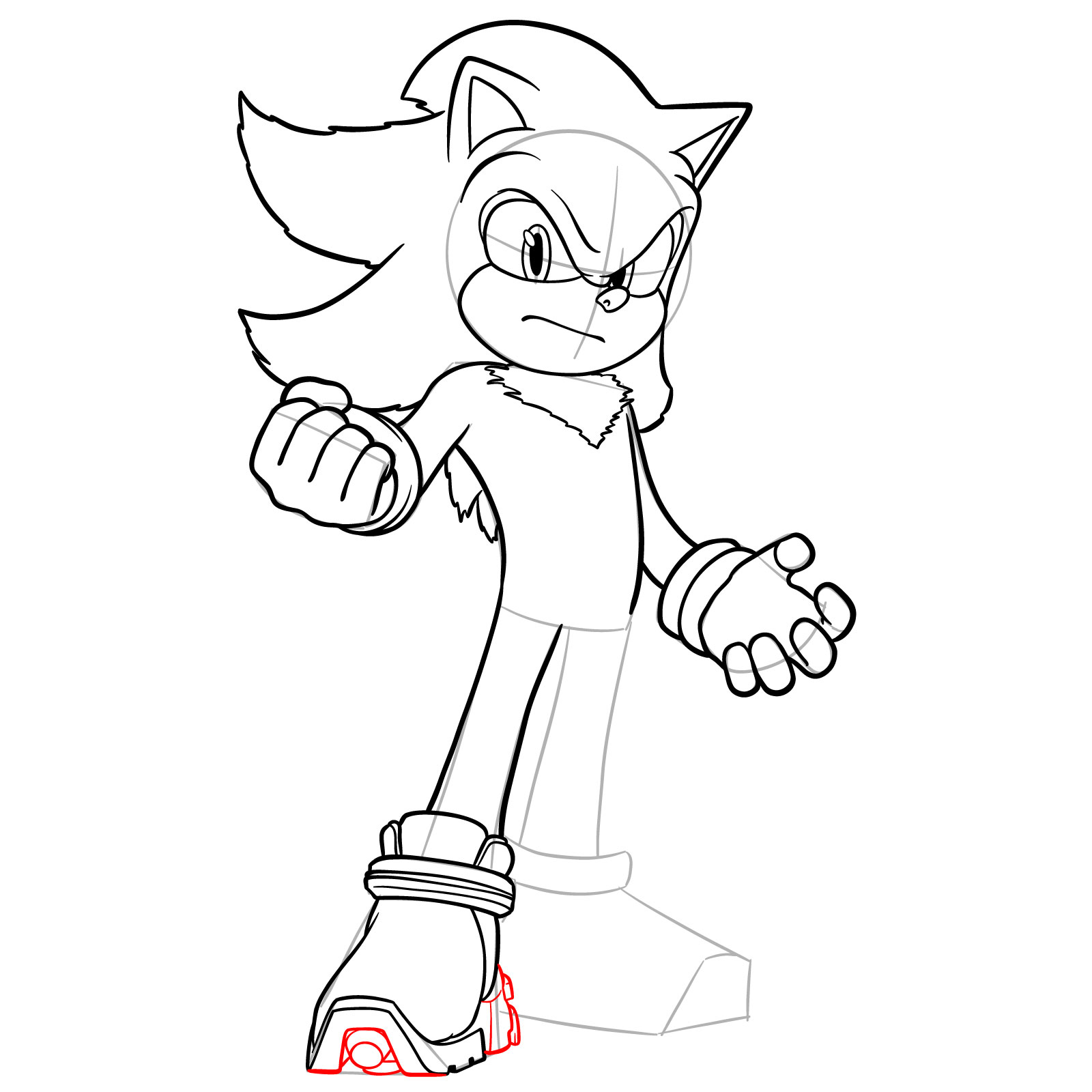 How to Draw Shadow the Hedgehog Movie Version - step 16