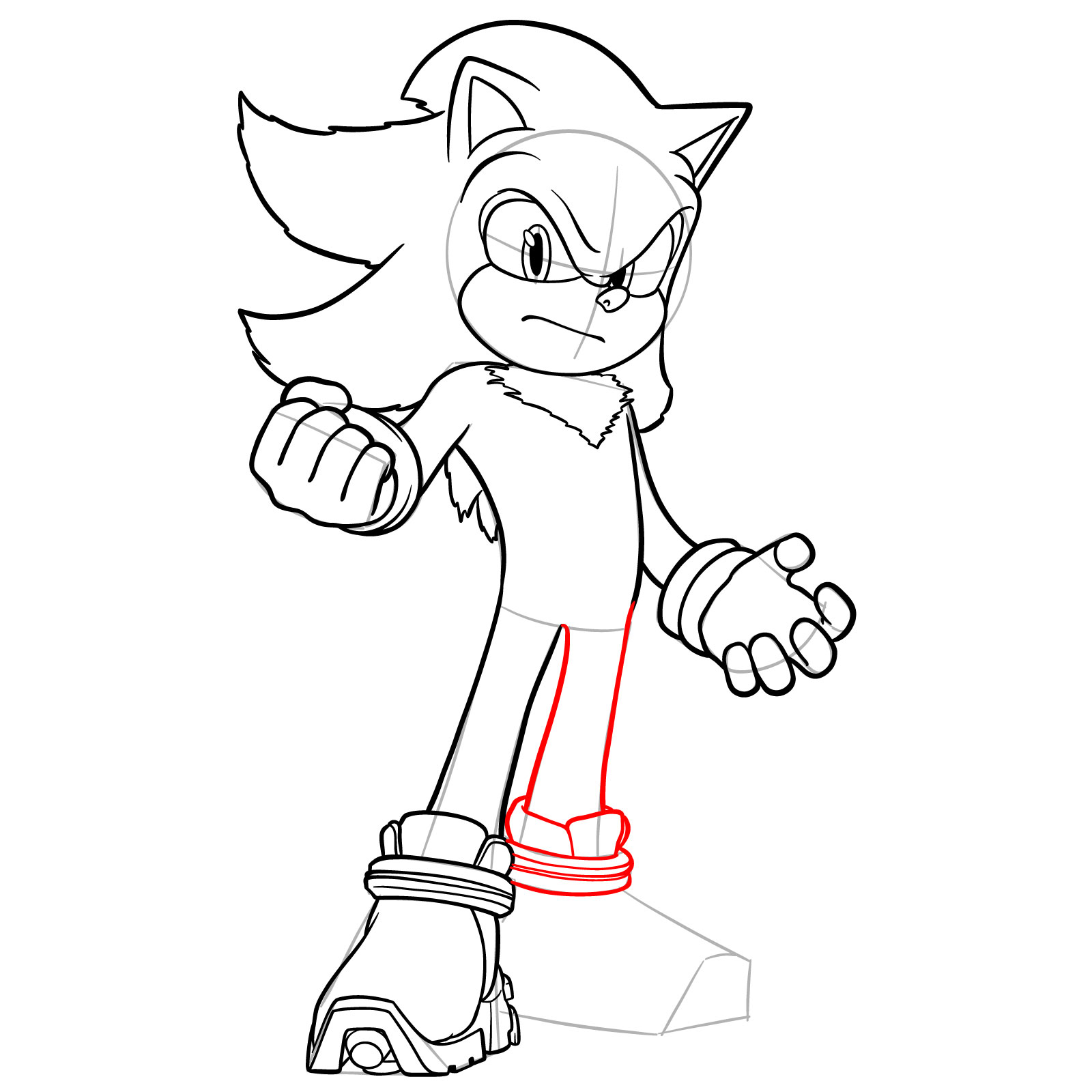 How to Draw Shadow the Hedgehog Movie Version - step 17