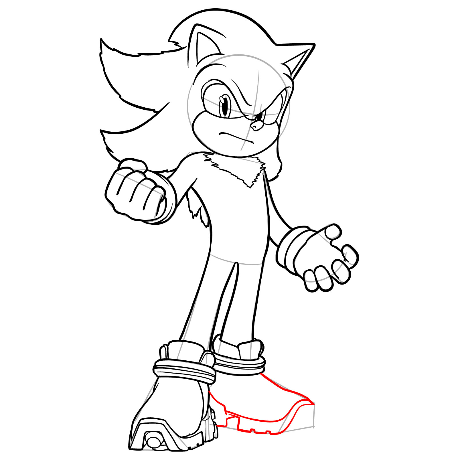 How to Draw Shadow the Hedgehog Movie Version - step 18