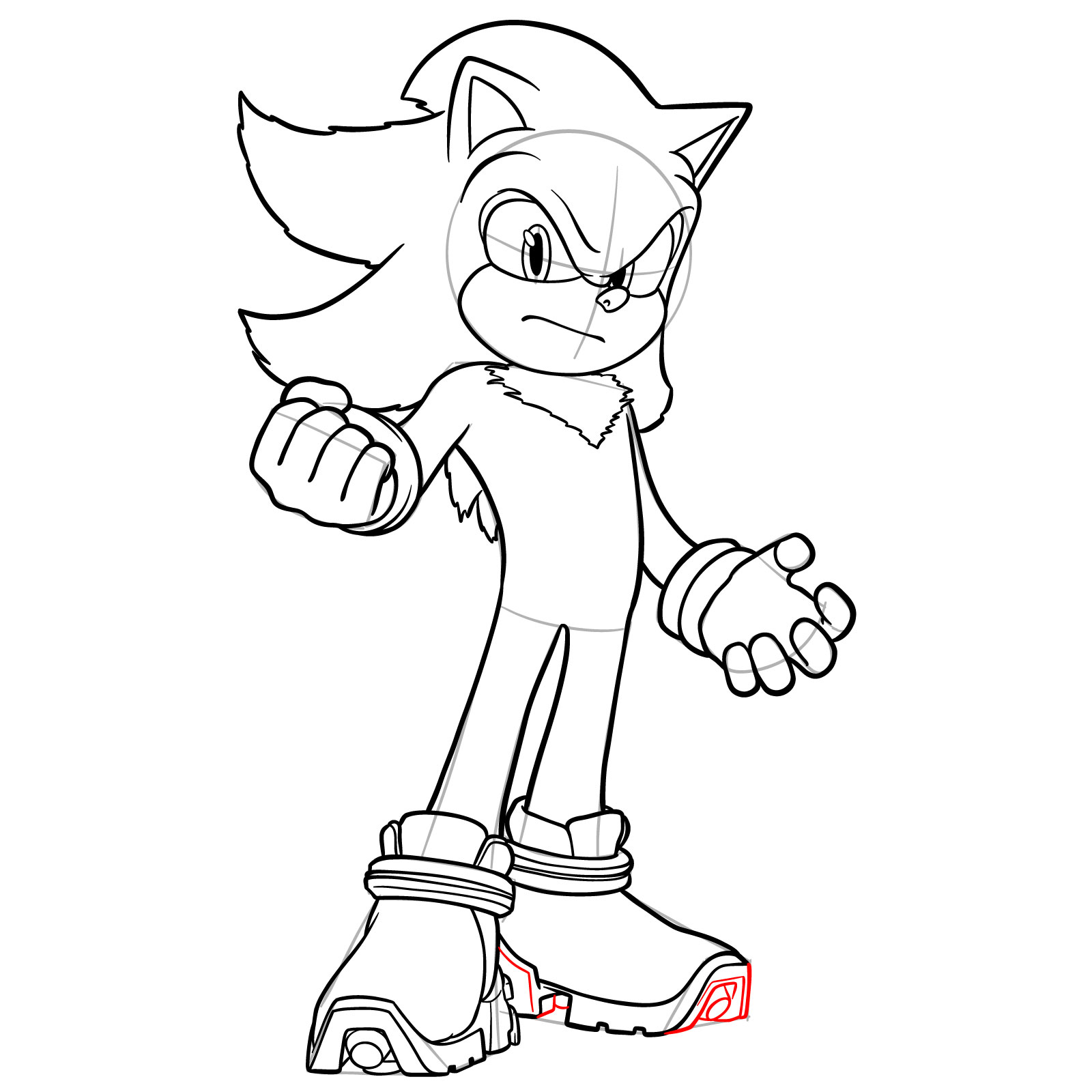 How to Draw Shadow the Hedgehog Movie Version - step 19