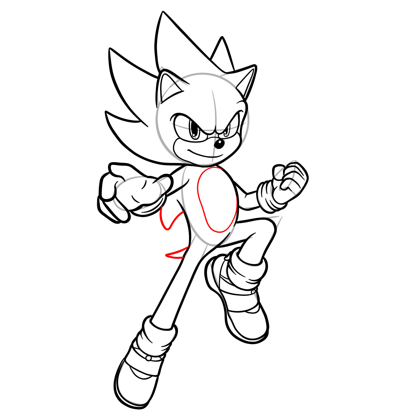 How to Draw Super Sonic from the Sonic Movie - step 25