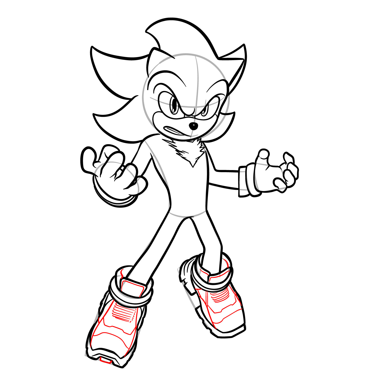 How to Draw Super Shadow from the Sonic Movie Universe - step 23
