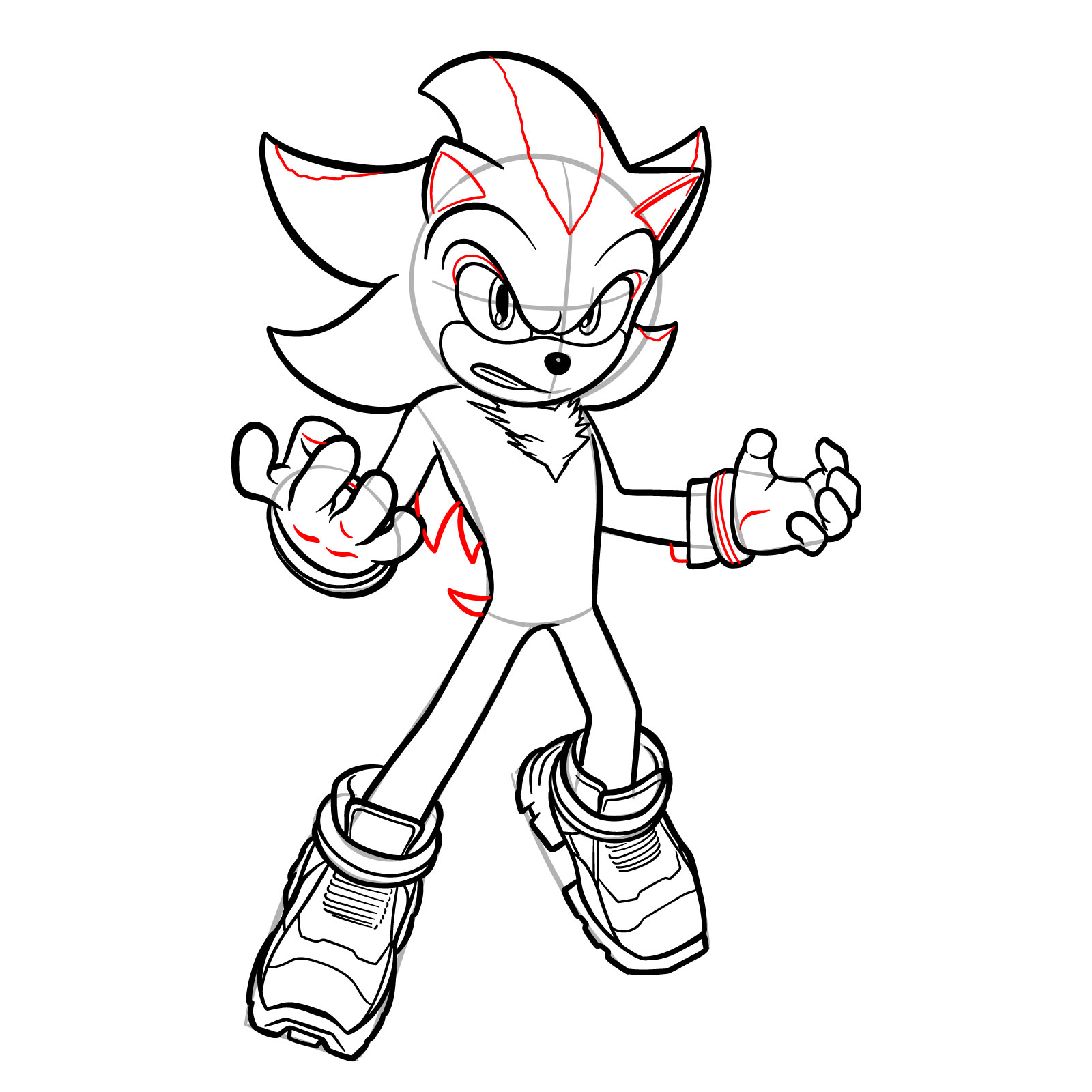 How to Draw Super Shadow from the Sonic Movie Universe - step 24