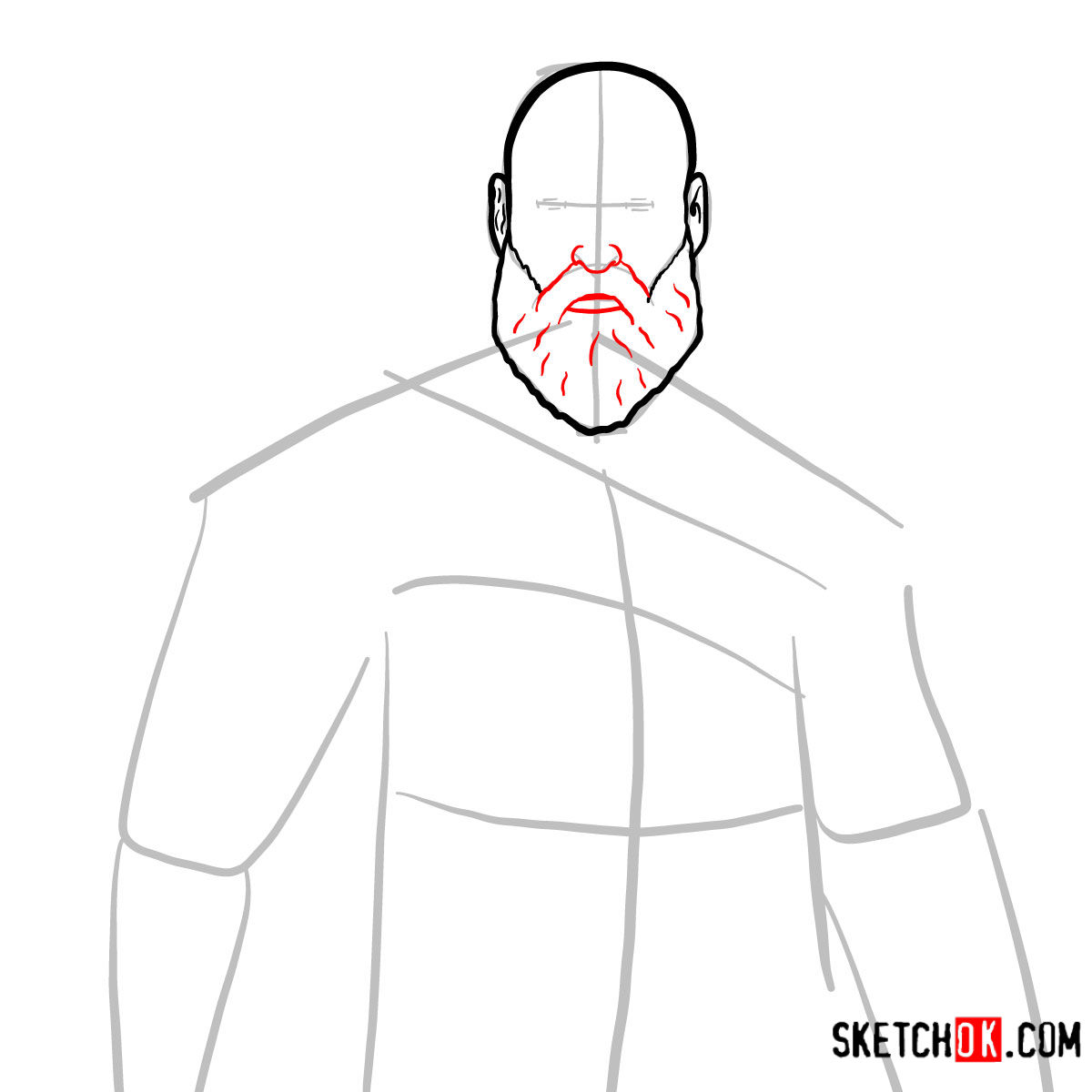 How to draw Kratos | God of War - step 05