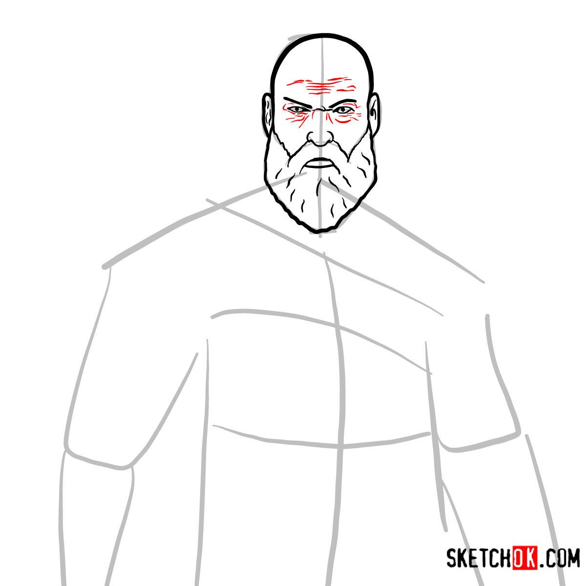 How to draw Kratos | God of War - step 07