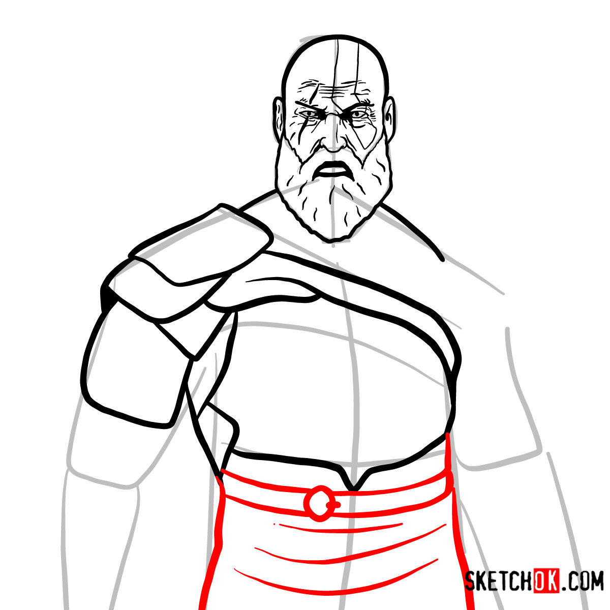 How to draw Kratos | God of War - step 12