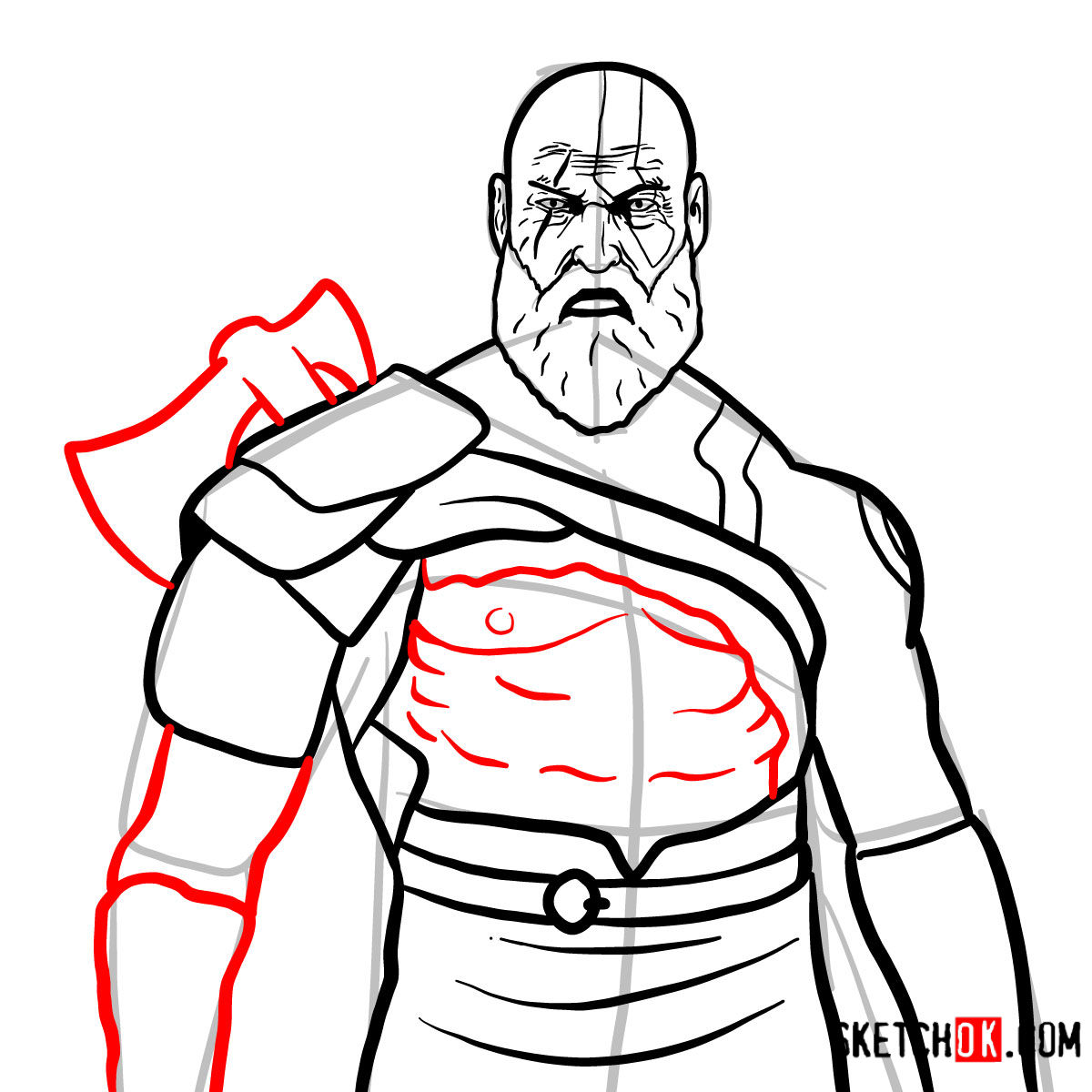 Kratos Face Drawing