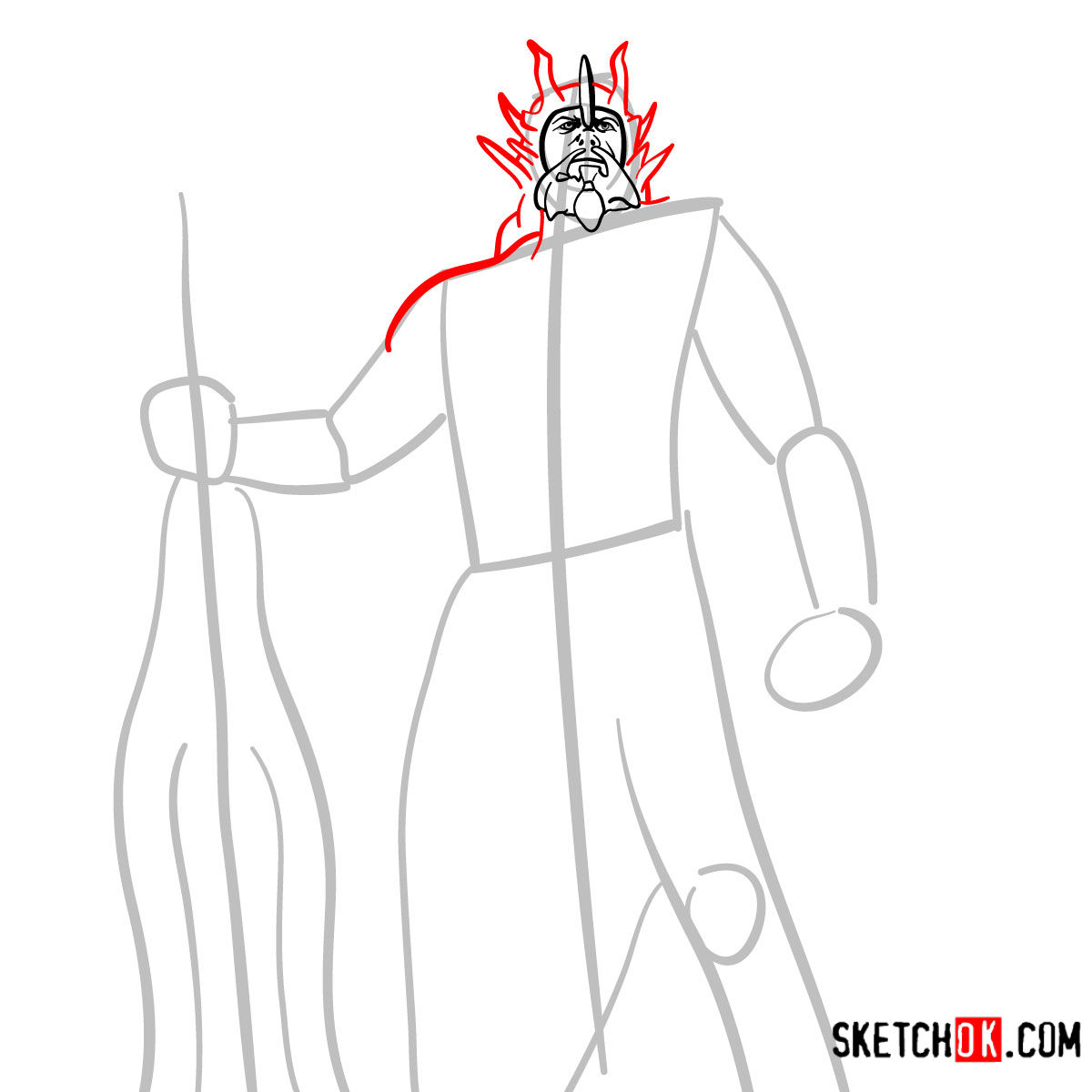 How to draw Poseidon | God of War - step 06