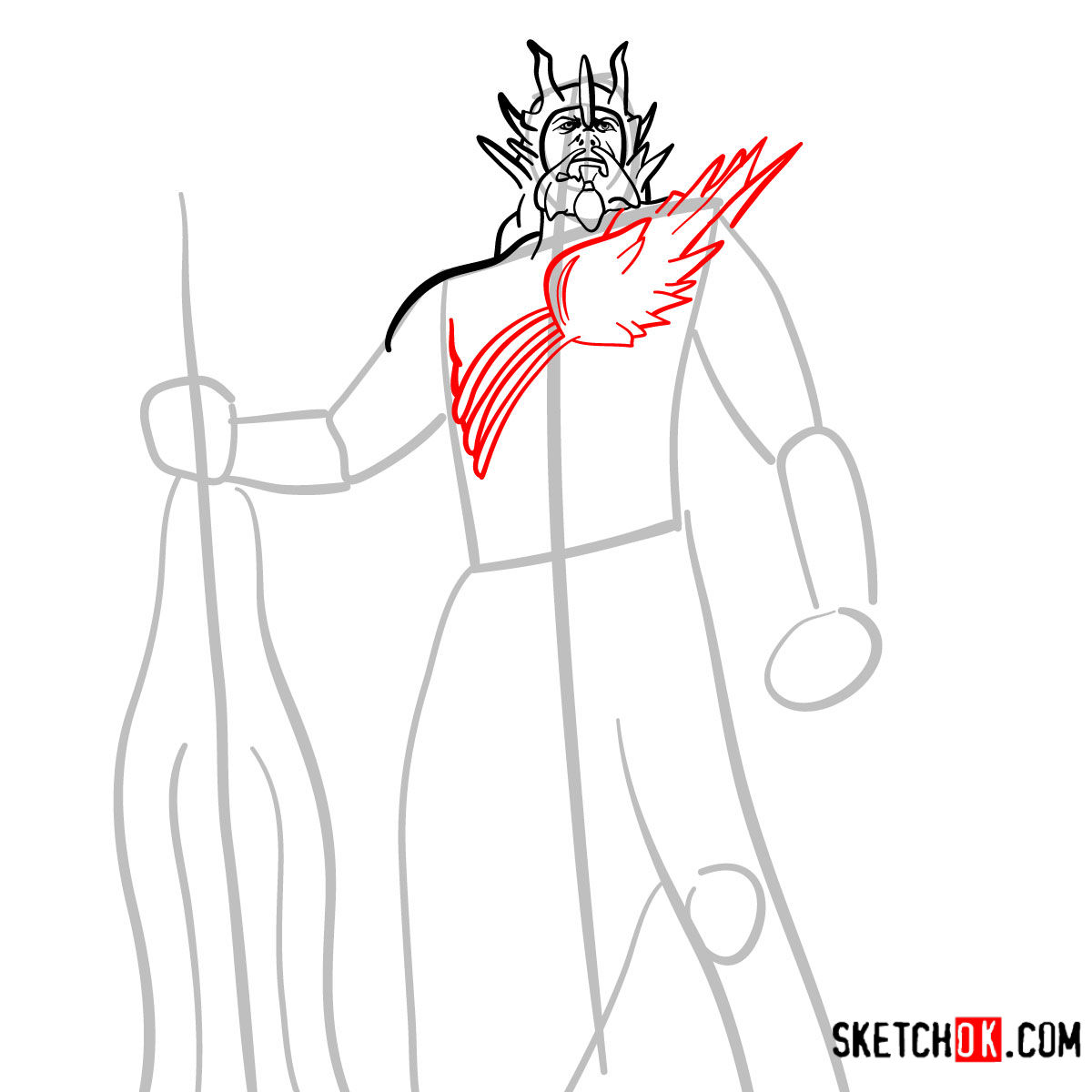 How to draw Poseidon | God of War - step 07