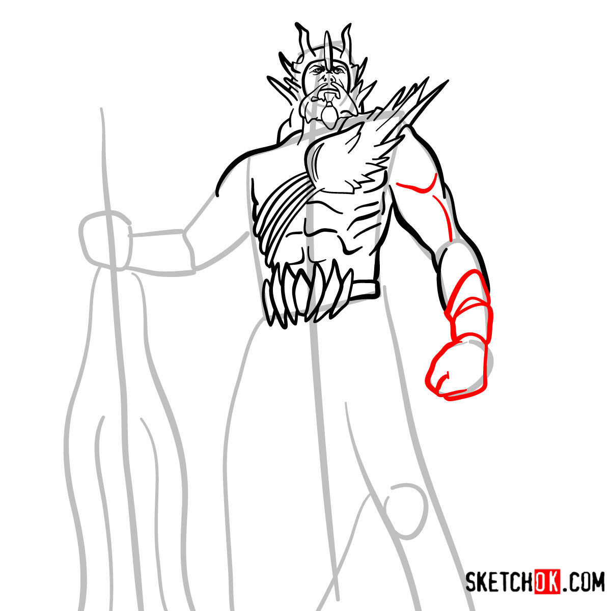 How to draw Poseidon | God of War - step 10
