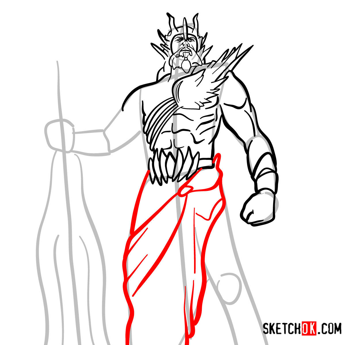How to draw Poseidon | God of War - step 11