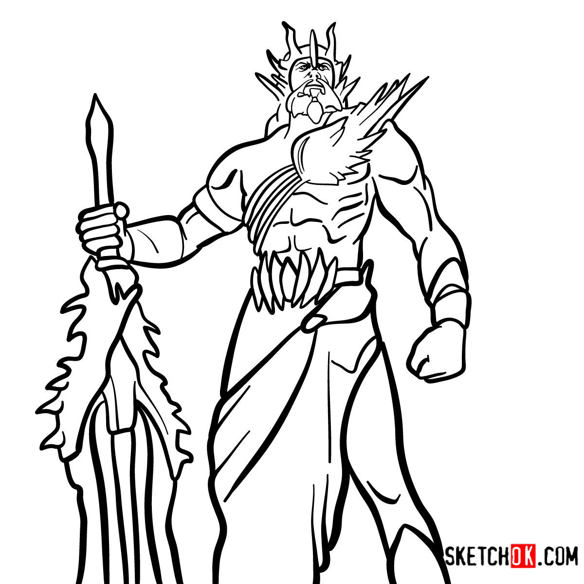 How to draw Poseidon | God of War
