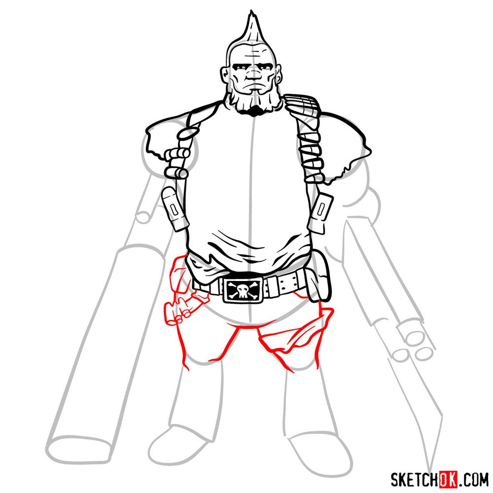 How to draw Salvador from the Borderlands - step 10