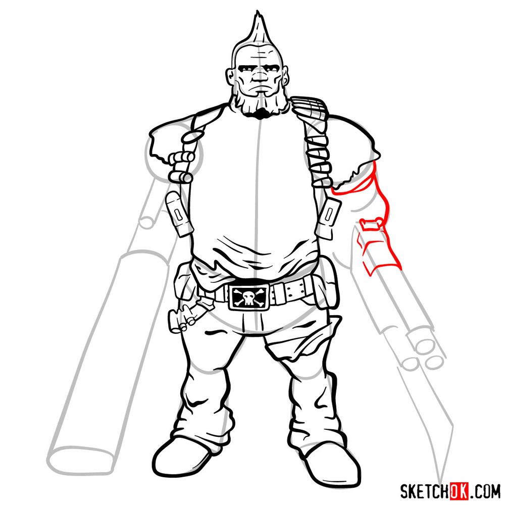 How to draw Salvador from the Borderlands - step 13
