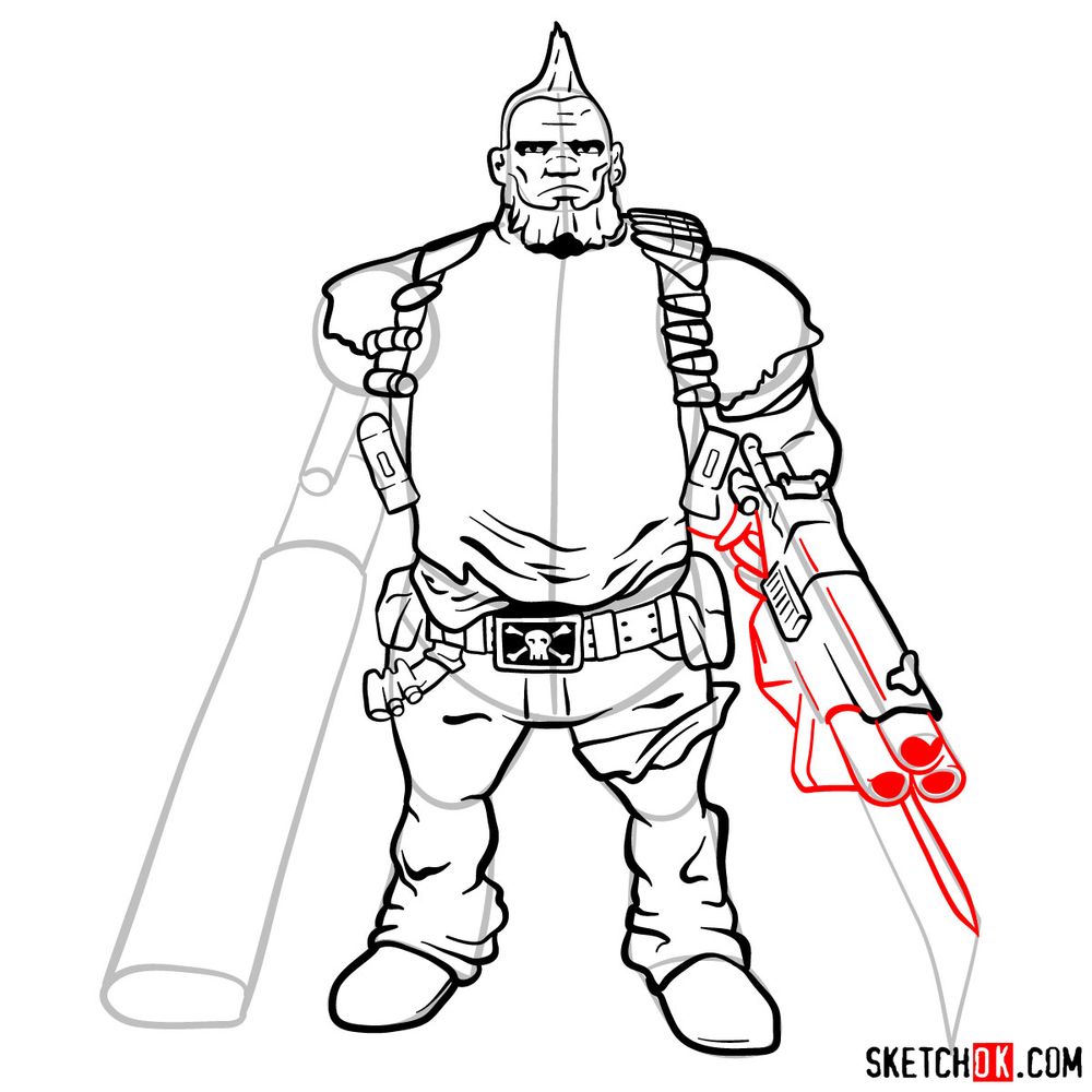 How to draw Salvador from the Borderlands - step 15