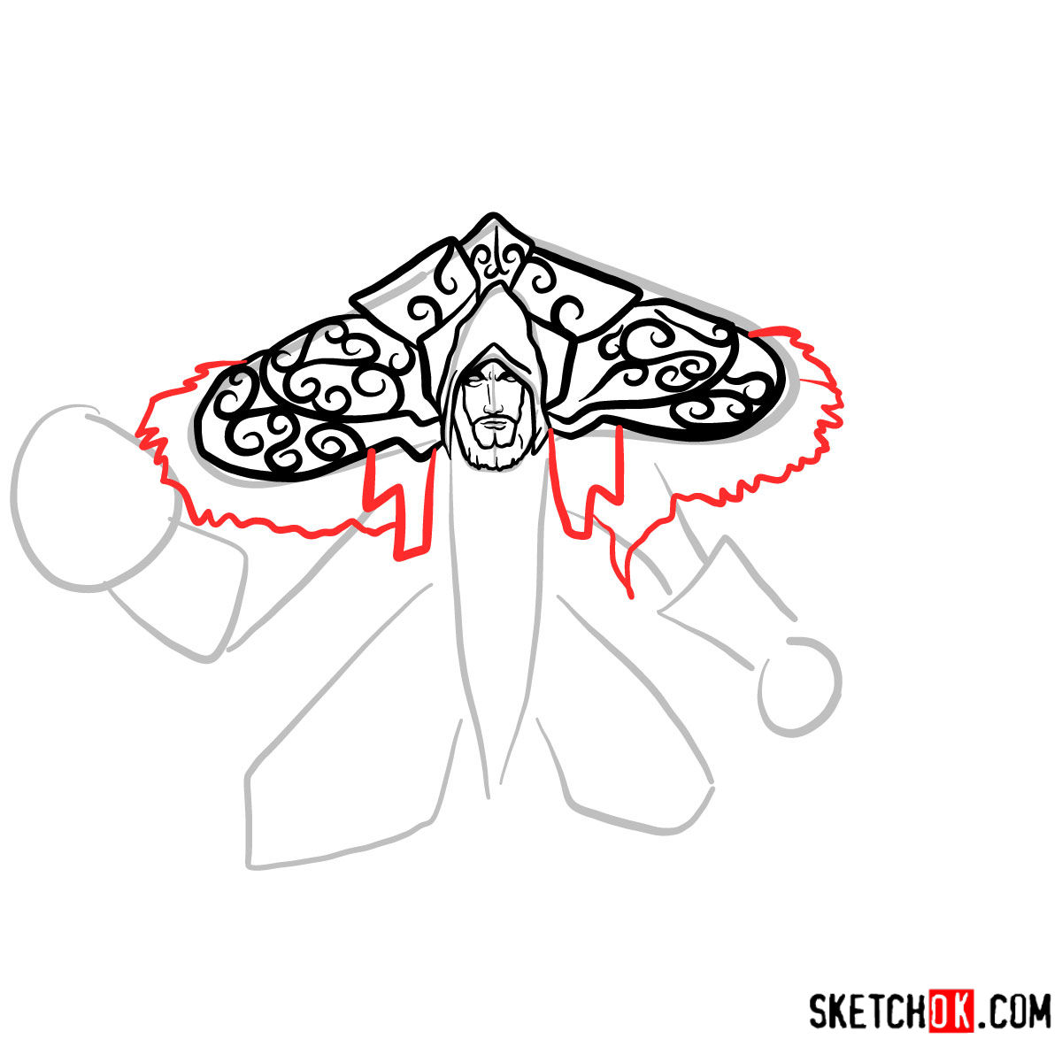 How to draw Magus Medivh | World of Warcraft - step 08