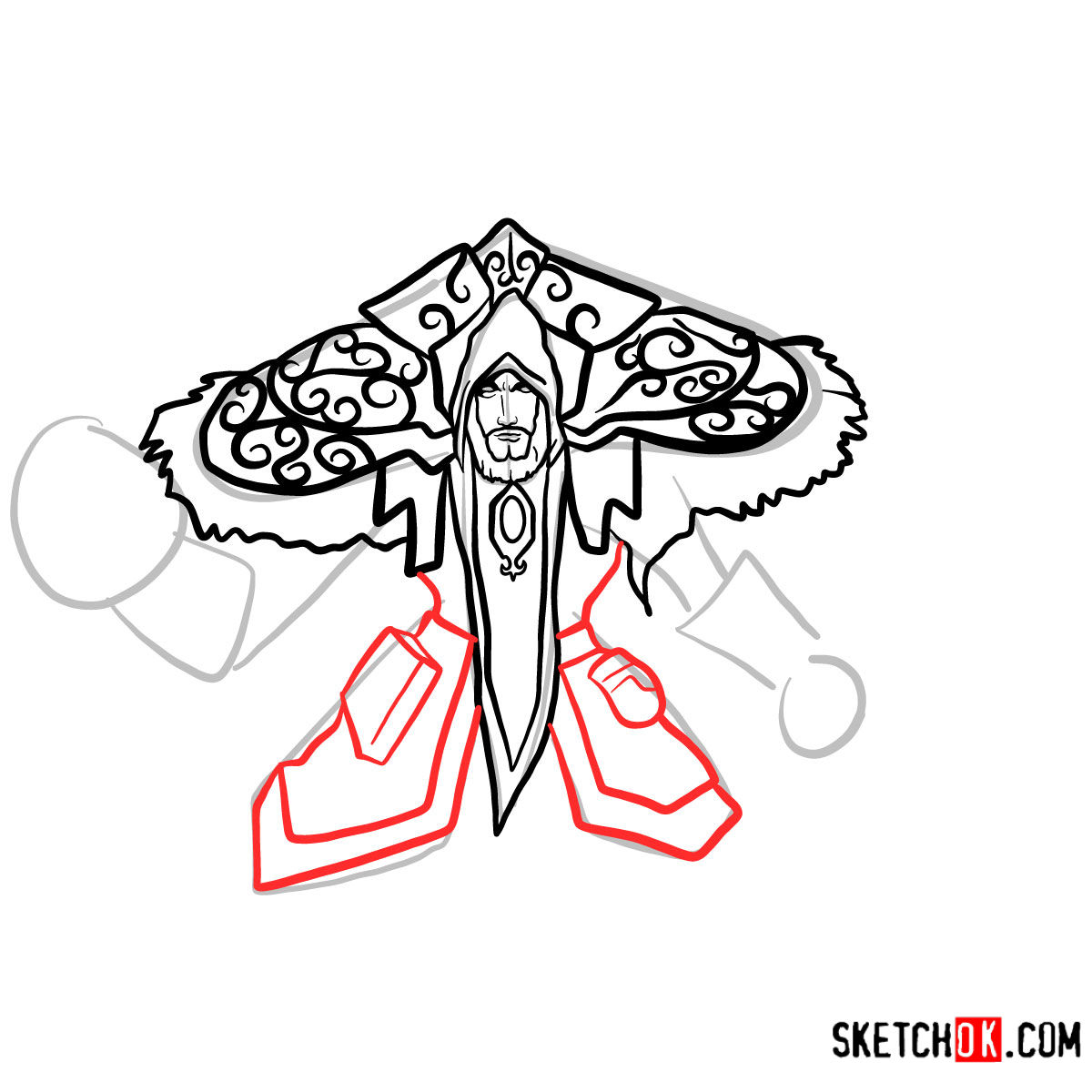 How to draw Magus Medivh | World of Warcraft - step 10