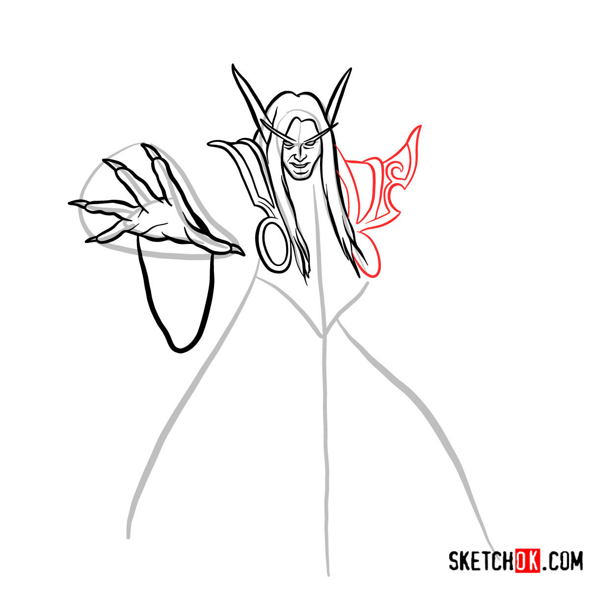 How to draw Kael'thas Sunstrider | World of Warcraft - step 07