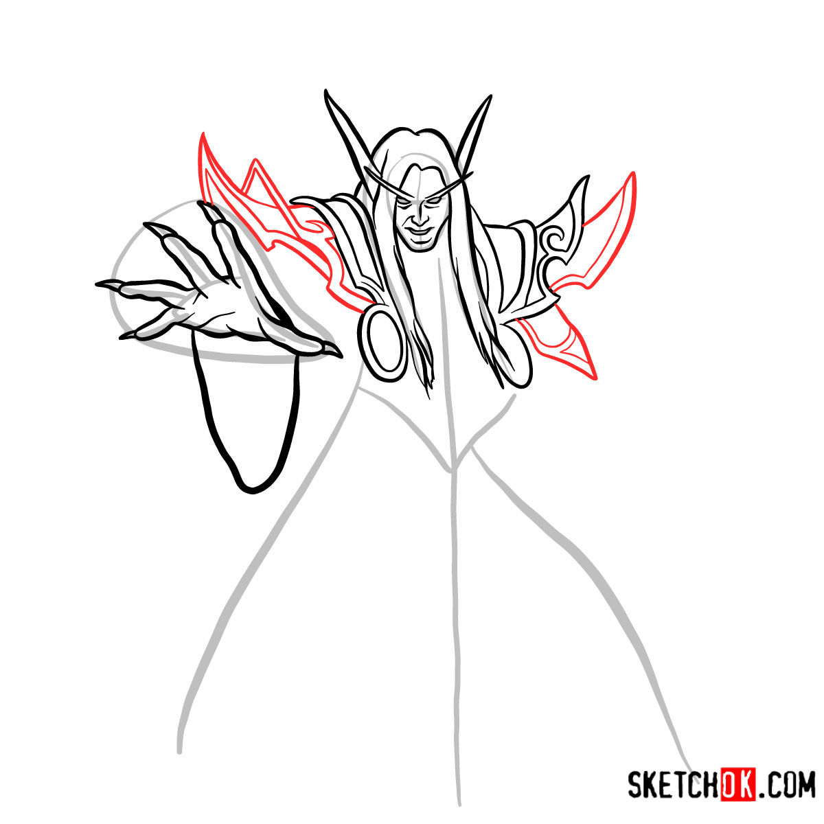 How to draw Kael'thas Sunstrider | World of Warcraft - step 08