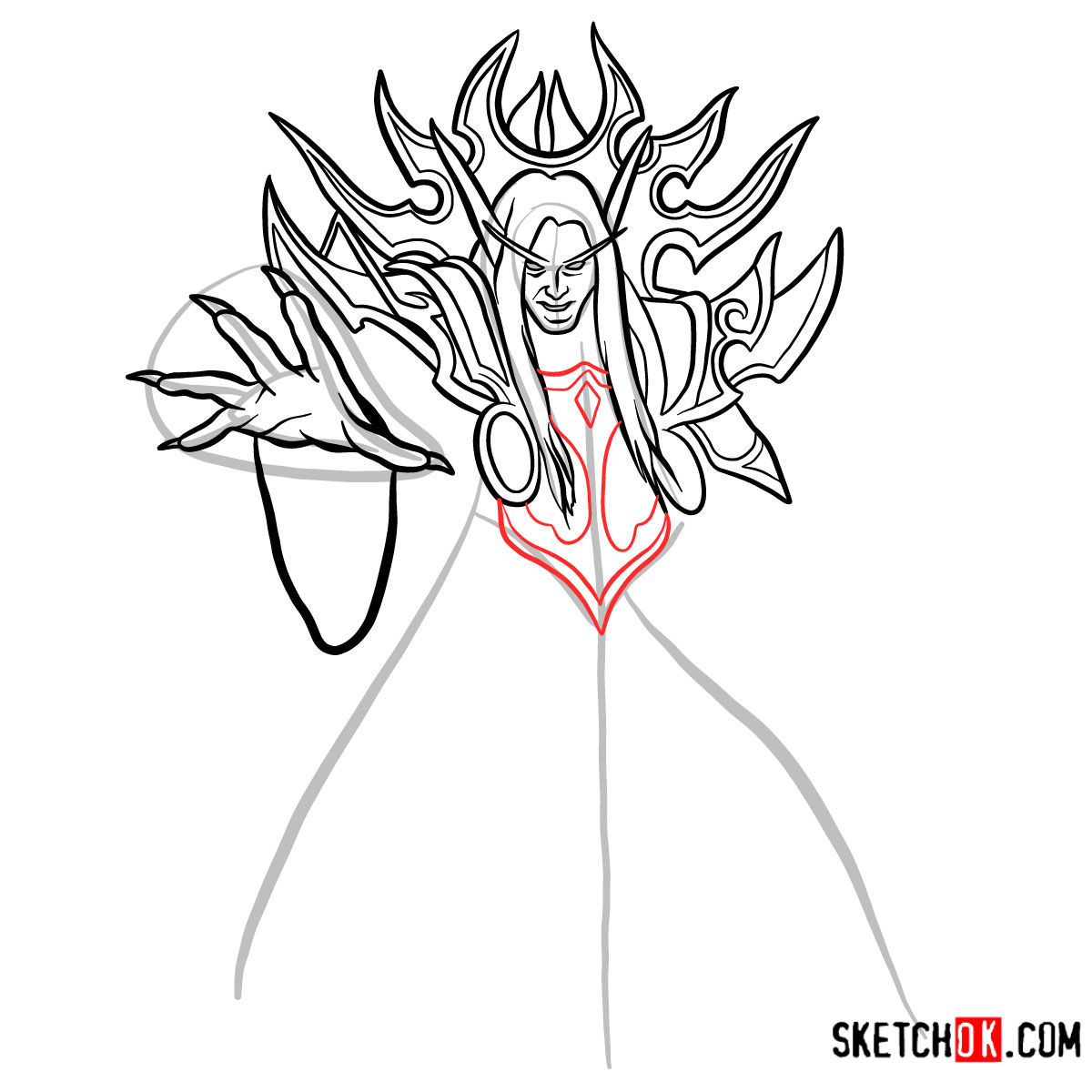 How to draw Kael'thas Sunstrider | World of Warcraft - step 10