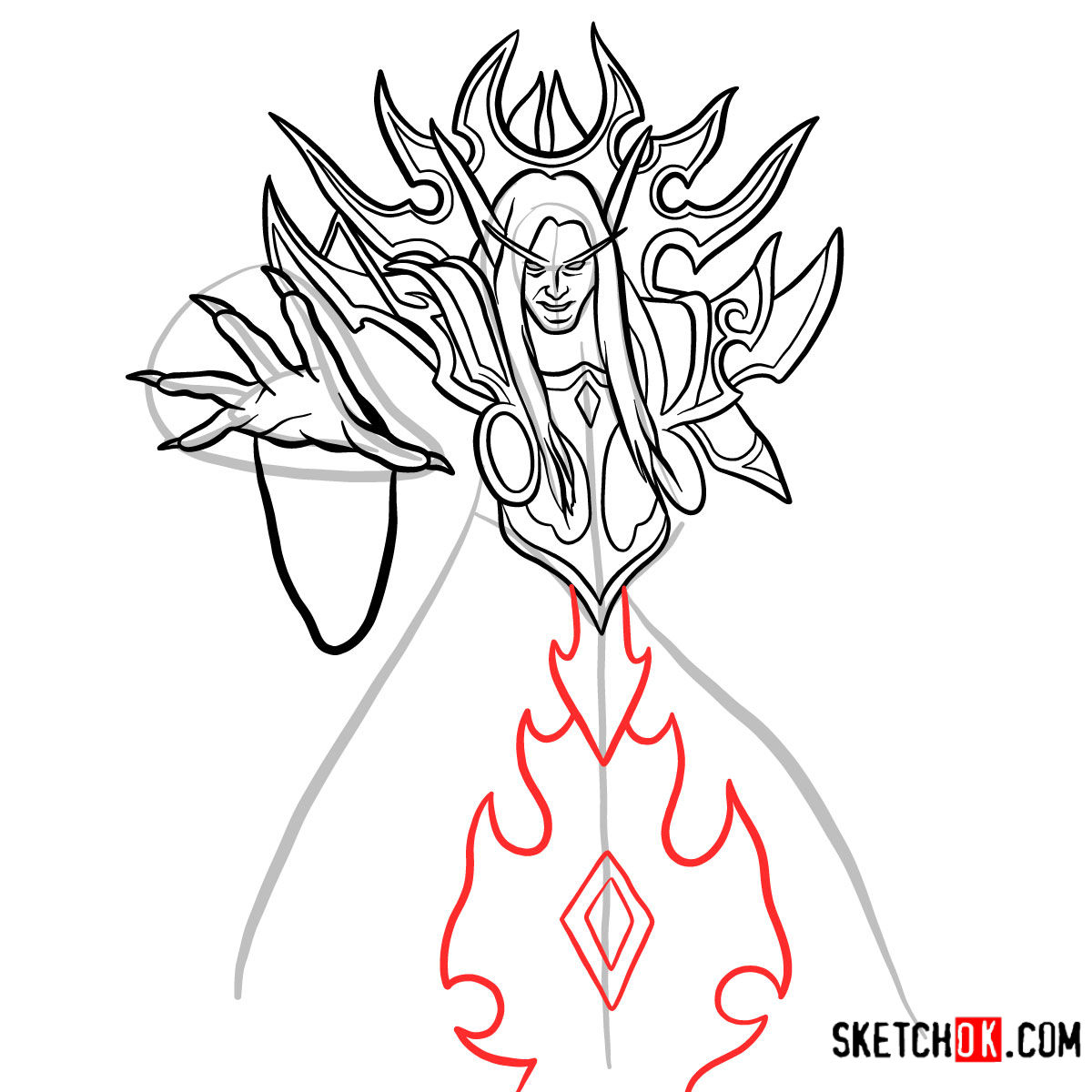 How to draw Kael'thas Sunstrider | World of Warcraft - step 11