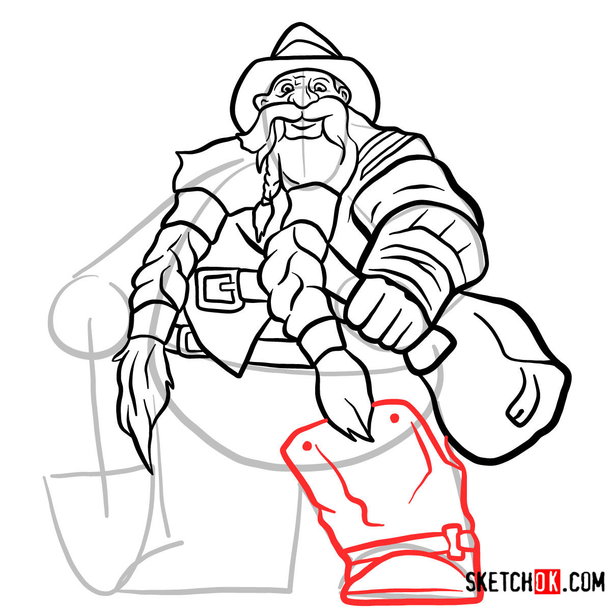 How to draw Brann Bronzebeard | World of Warcraft - step 08
