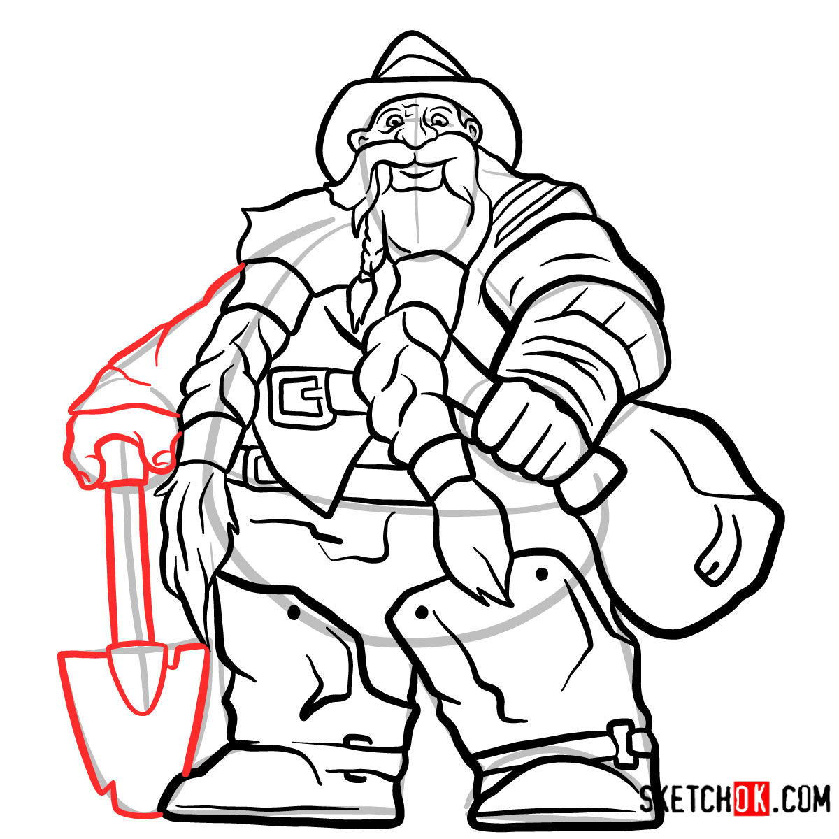 How to draw Brann Bronzebeard | World of Warcraft - step 10
