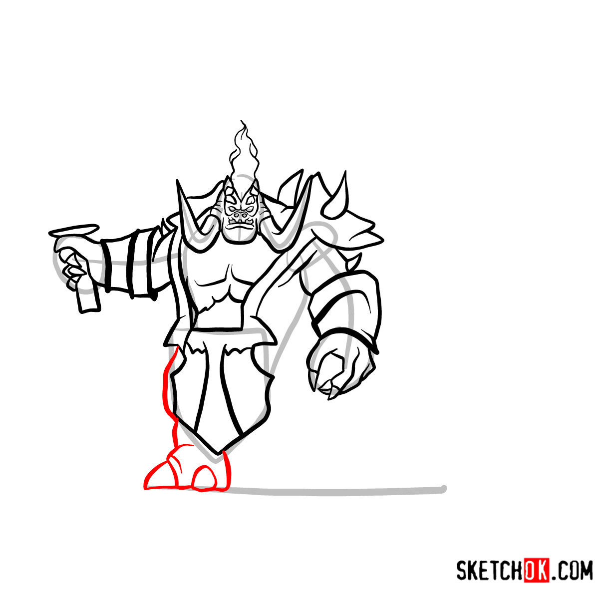 How to draw Mannoroth the Destructor | World of Warcraft - step 12