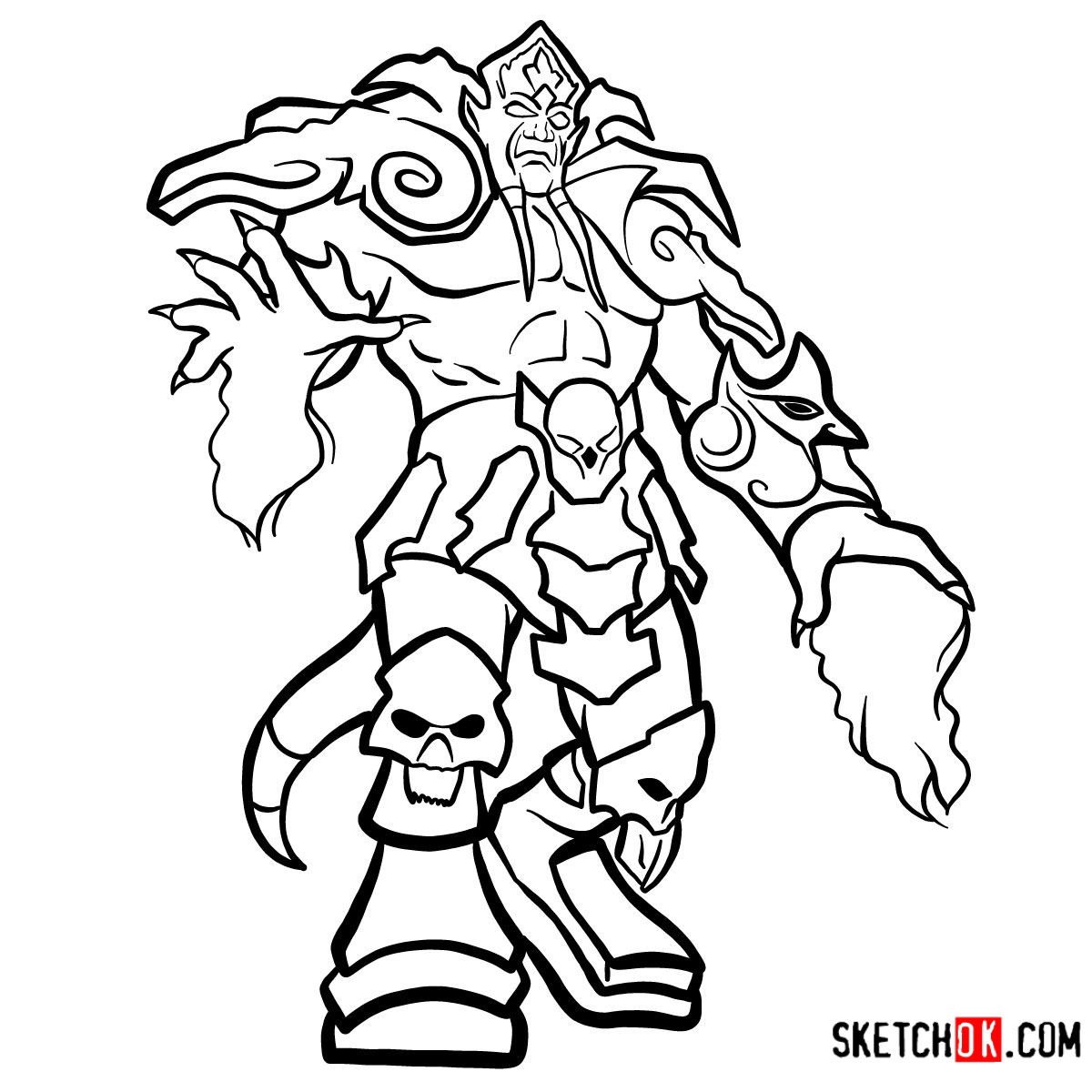 How to draw Archimonde World of Warcraft Sketchok easy drawing guides