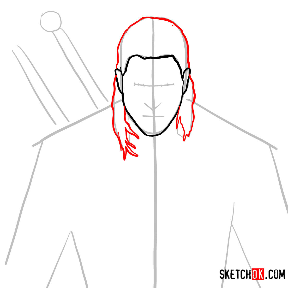 How to draw Geralt of Rivia | The Witcher - step 04